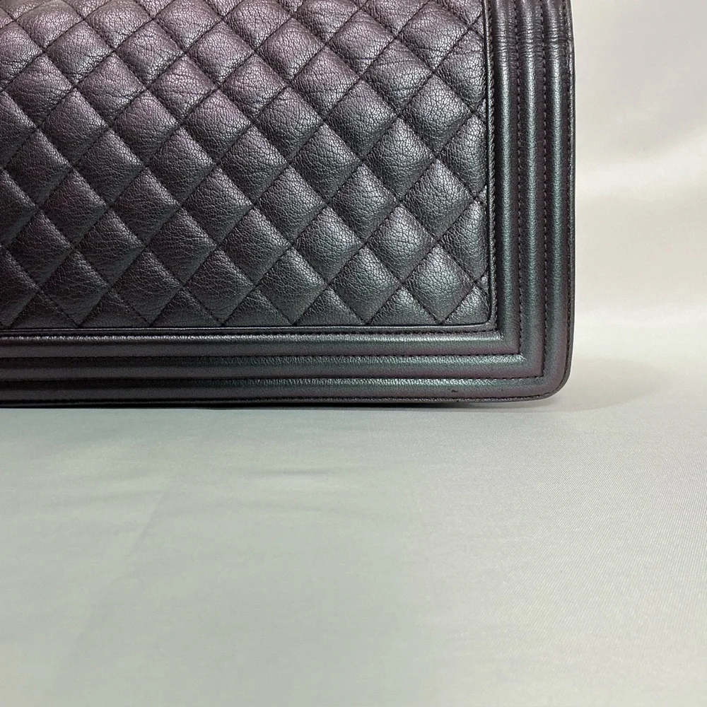 Chanel Purple Iridescent  Mermaid Quilted Shoulder Boy Flap Bag goatskin leather